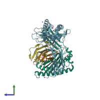 PDB entry 7n5q coloured by chain, side view.