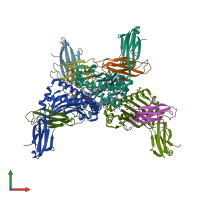 PDB entry 7n6d coloured by chain, front view.