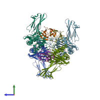 PDB entry 7n6d coloured by chain, side view.