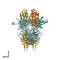 PDB entry 7n6p coloured by chain, side view.