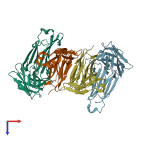 PDB entry 7n6p coloured by chain, top view.