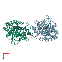PDB entry 7n7v coloured by chain, top view.