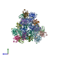 PDB entry 7n8h coloured by chain, side view.