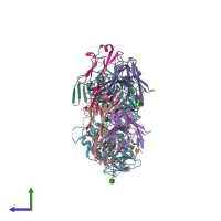 PDB entry 7n8q coloured by chain, side view.