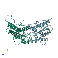 PDB entry 7n8v coloured by chain, top view.