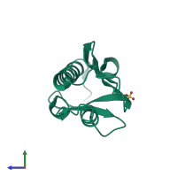 PDB entry 7n9i coloured by chain, side view.