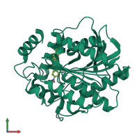 PDB entry 7nb5 coloured by chain, front view.