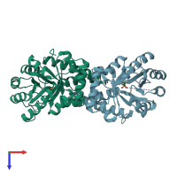 PDB entry 7nc7 coloured by chain, top view.