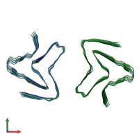 PDB entry 7nca coloured by chain, front view.