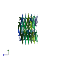 PDB entry 7nca coloured by chain, side view.