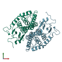 PDB entry 7ncb coloured by chain, front view.