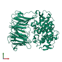 PDB entry 7ne5 coloured by chain, front view.