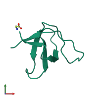 PDB entry 7nes coloured by chain, front view.