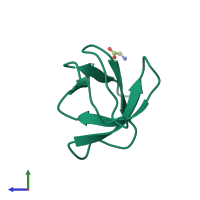 PDB entry 7nes coloured by chain, side view.