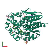 PDB entry 7nfz coloured by chain, front view.