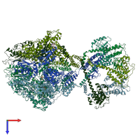 PDB entry 7ngl coloured by chain, top view.