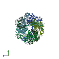 PDB entry 7ngp coloured by chain, side view.
