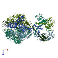 PDB entry 7ngp coloured by chain, top view.