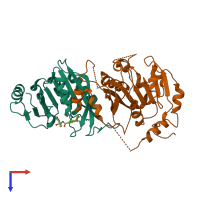 PDB entry 7nhg coloured by chain, top view.