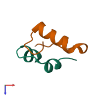 PDB entry 7nhu coloured by chain, top view.