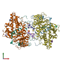 PDB entry 7ni3 coloured by chain, front view.