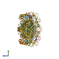 PDB entry 7ni3 coloured by chain, side view.