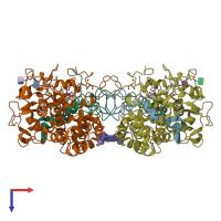 PDB entry 7ni3 coloured by chain, top view.