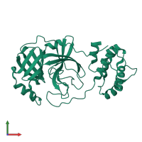 PDB entry 7nij coloured by chain, front view.