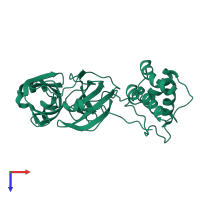 PDB entry 7nij coloured by chain, top view.