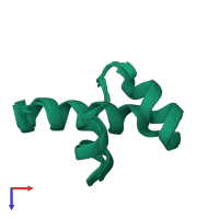 PDB entry 7nip coloured by chain, ensemble of 10 models, top view.