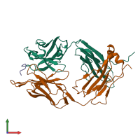 PDB entry 7njz coloured by chain, front view.