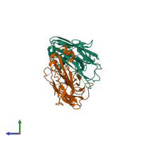 PDB entry 7njz coloured by chain, side view.