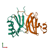 PDB entry 7nlj coloured by chain, front view.
