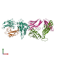 PDB entry 7nme coloured by chain, front view.