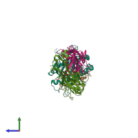 PDB entry 7nme coloured by chain, side view.