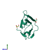 PDB entry 7nmr coloured by chain, side view.