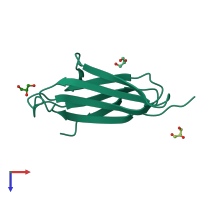 PDB entry 7nmr coloured by chain, top view.