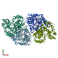 PDB entry 7nn1 coloured by chain, front view.