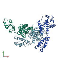 PDB entry 7no2 coloured by chain, front view.