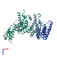 PDB entry 7no2 coloured by chain, top view.