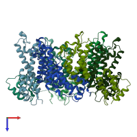 PDB entry 7no4 coloured by chain, top view.