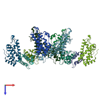 PDB entry 7no6 coloured by chain, top view.