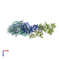 PDB 7np8 coloured by chain and viewed from the top.