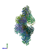 PDB entry 7npa coloured by chain, side view.