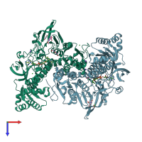 PDB entry 7npx coloured by chain, top view.