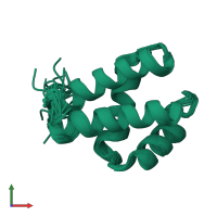 PDB entry 7nrn coloured by chain, ensemble of 20 models, front view.