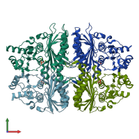 PDB entry 7ns5 coloured by chain, front view.