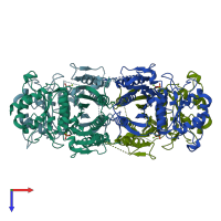 PDB entry 7ns5 coloured by chain, top view.