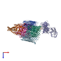 PDB entry 7nsu coloured by chain, top view.