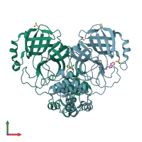 PDB entry 7nt1 coloured by chain, front view.